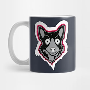 excited scout dog in red and black Mug